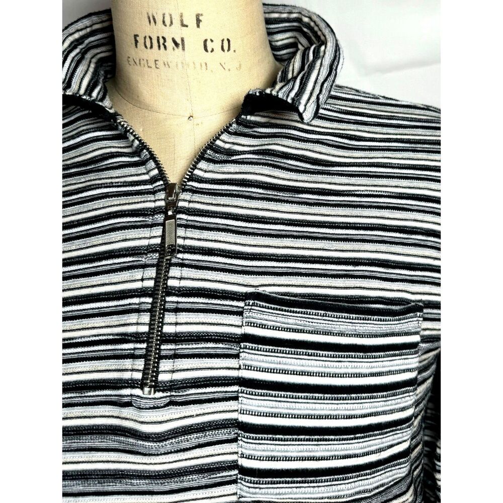 Urban Outfitters Mens Pullover Quarter Zip Sweater Striped Jacquard Rugby LG